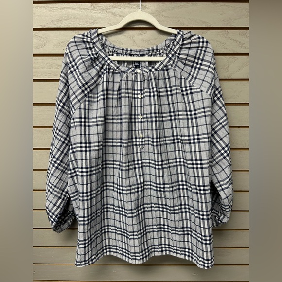 Chaps Tops - Chaps Navy and White Checkered Shirt